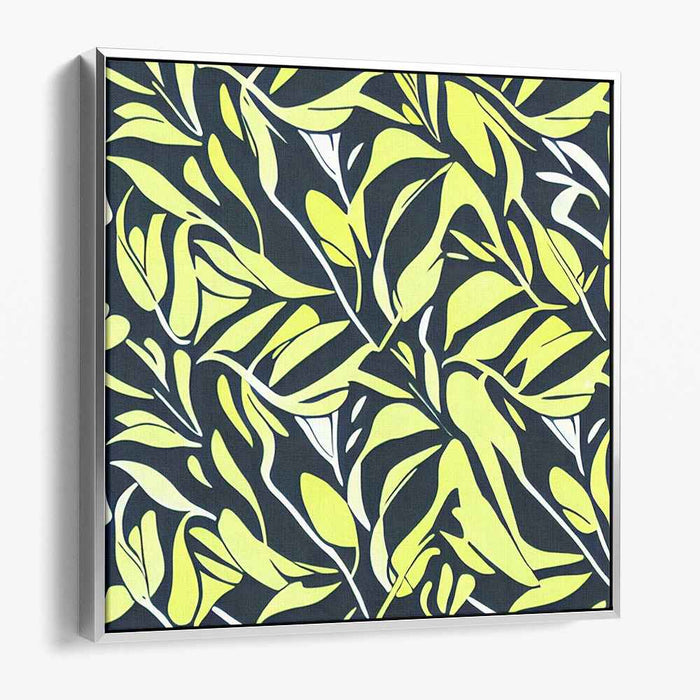 Lively Lime: Contemporary Abstract Leaf Pattern Canvas Art Print