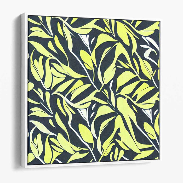 Lively Lime: Contemporary Abstract Leaf Pattern Canvas Art Print