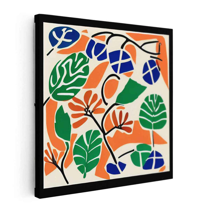 Divergent Foliage Essence: Modern Abstract Leafy Cut-Out Canvas Art Print