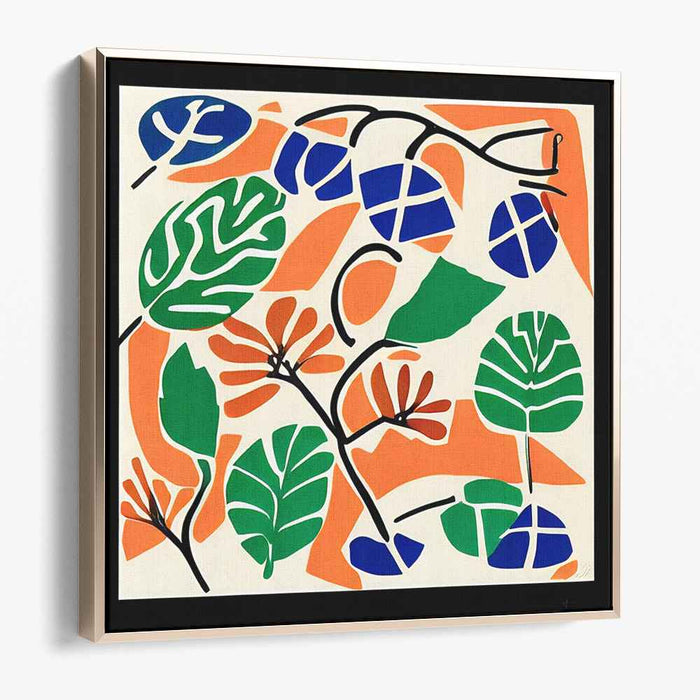 Divergent Foliage Essence: Modern Abstract Leafy Cut-Out Canvas Art Print