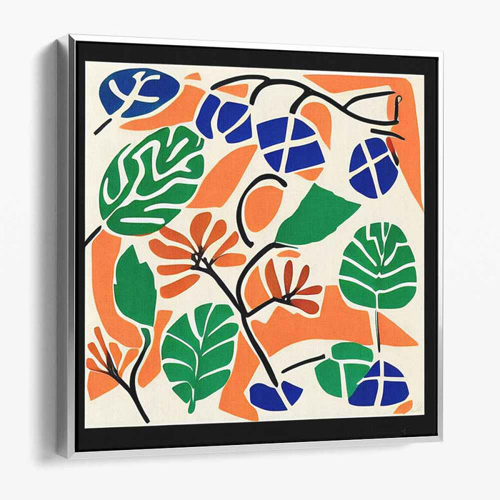Divergent Foliage Essence: Modern Abstract Leafy Cut-Out Canvas Art Print