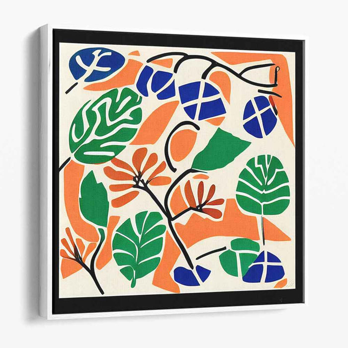 Divergent Foliage Essence: Modern Abstract Leafy Cut-Out Canvas Art Print