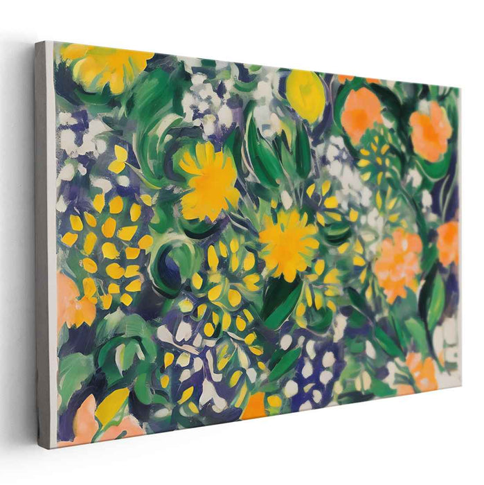 Luminescent Garden Reverie: A Vivid Dance of Color and Light - Expressive Garden Canvas Art