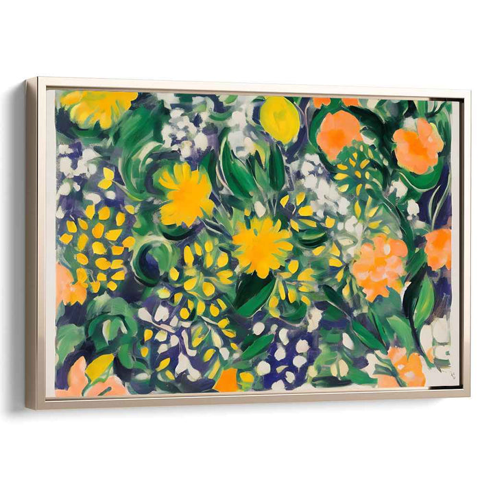 Luminescent Garden Reverie: A Vivid Dance of Color and Light - Expressive Garden Canvas Art
