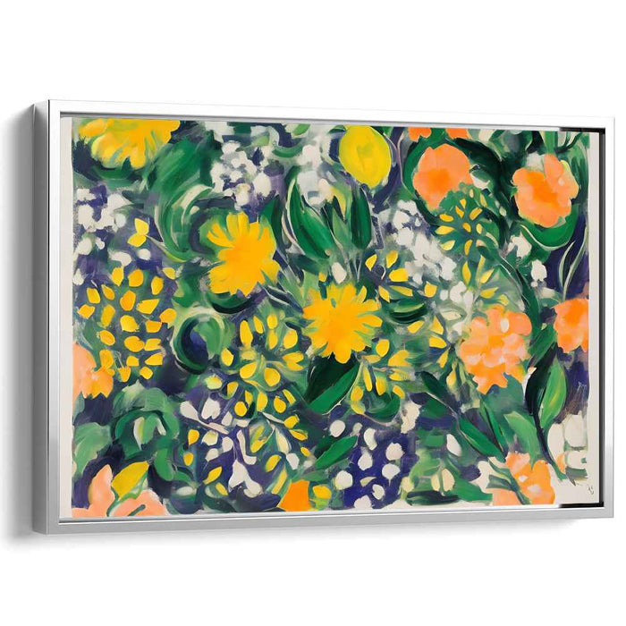 Luminescent Garden Reverie: A Vivid Dance of Color and Light - Expressive Garden Canvas Art