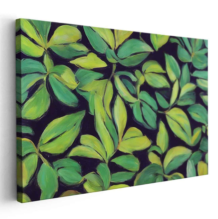 Verdant Melody Ensemble: A Symphony of Green Leaves Canvas Art Print