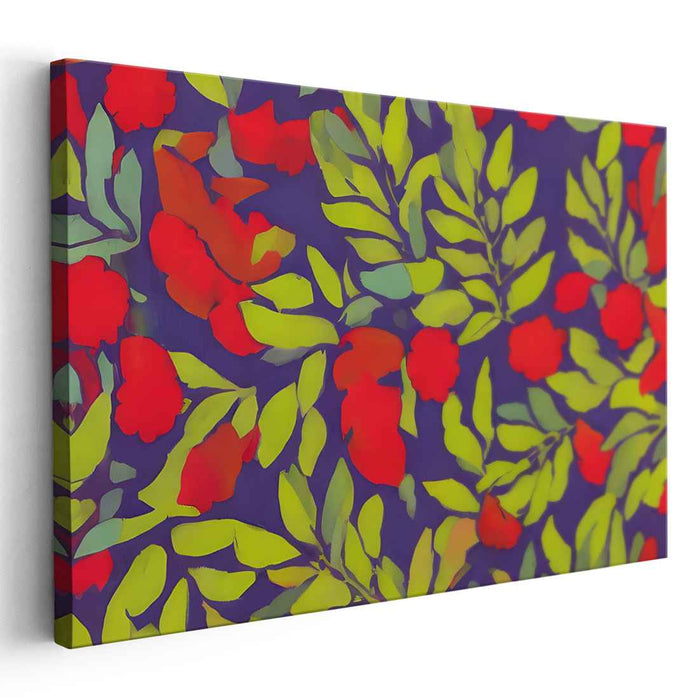 Tropical Garden Delight: Vibrant Floral Abstract Canvas Art Print