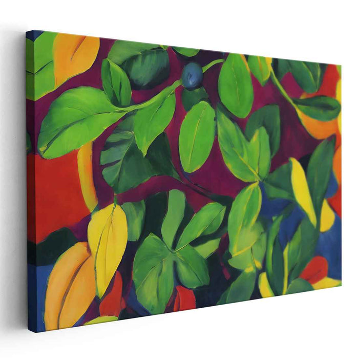 Foliage Fantasia: Vibrant Abstract Leaf Canvas Art Print