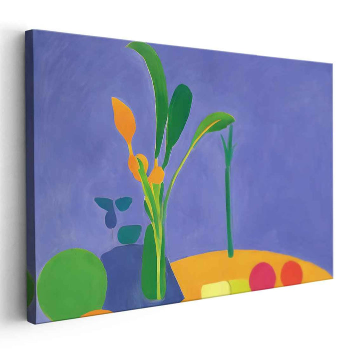 Vivid Botanicals: Abstract Blue and Green Canvas Art Print