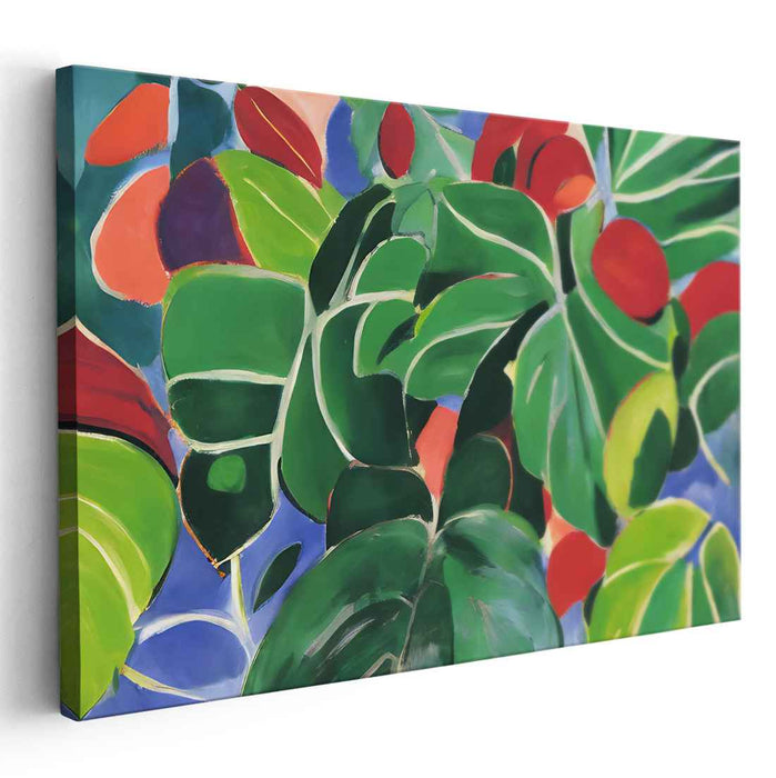 Lush Abundance: Vibrant Green Foliage and Fruit Canvas Art Print
