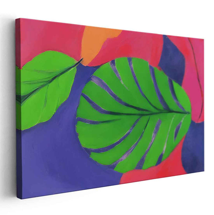 Emerald Veins of Nature: Abstract Green Leaf Canvas Art Print