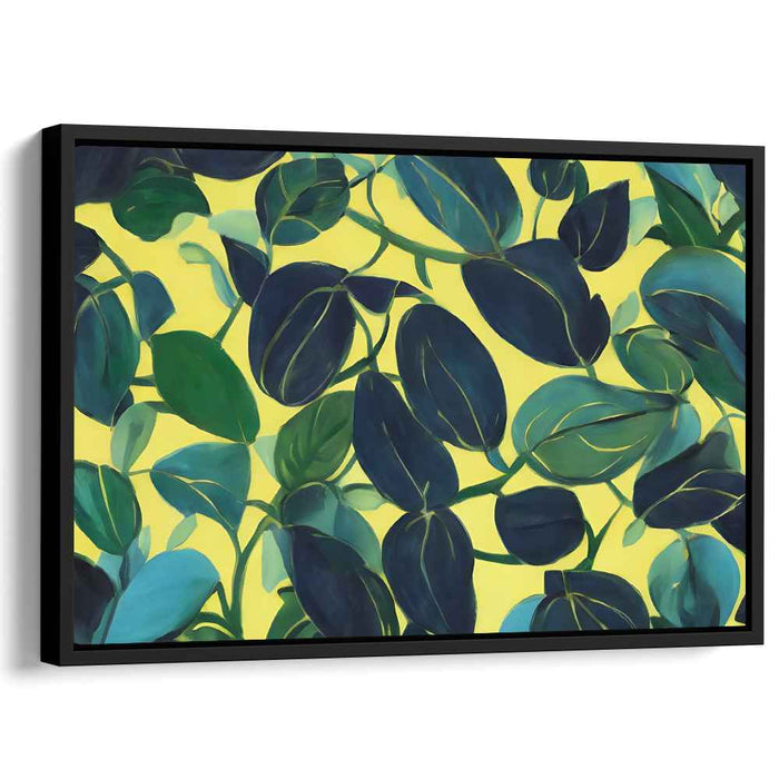 Chlorophyll Dreamscape Delight: Modern Botanical Leafy Green and Yellow Canvas Art Print
