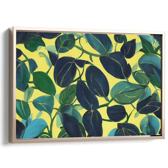 Chlorophyll Dreamscape Delight: Modern Botanical Leafy Green and Yellow Canvas Art Print