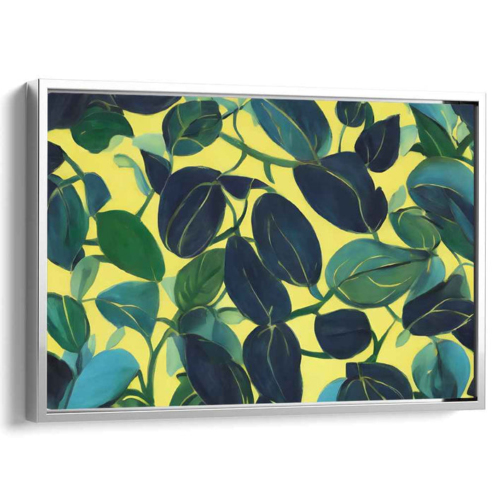 Chlorophyll Dreamscape Delight: Modern Botanical Leafy Green and Yellow Canvas Art Print