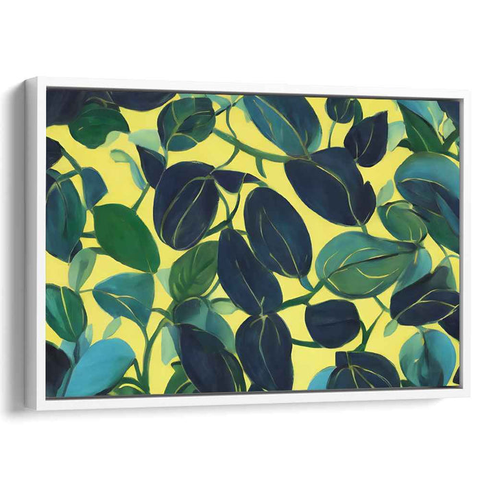 Chlorophyll Dreamscape Delight: Modern Botanical Leafy Green and Yellow Canvas Art Print
