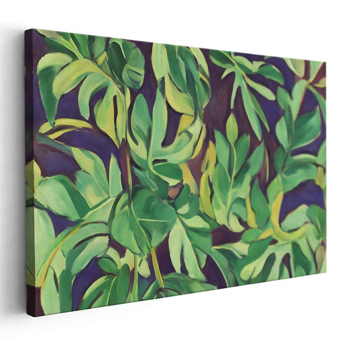 Emerald Whispering Leaves: Contemporary Realist Green Foliage Canvas Art Print