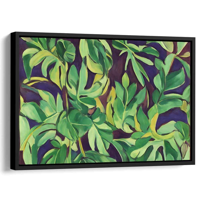 Emerald Whispering Leaves: Contemporary Realist Green Foliage Canvas Art Print