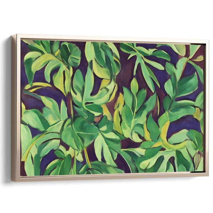 Emerald Whispering Leaves: Contemporary Realist Green Foliage Canvas Art Print