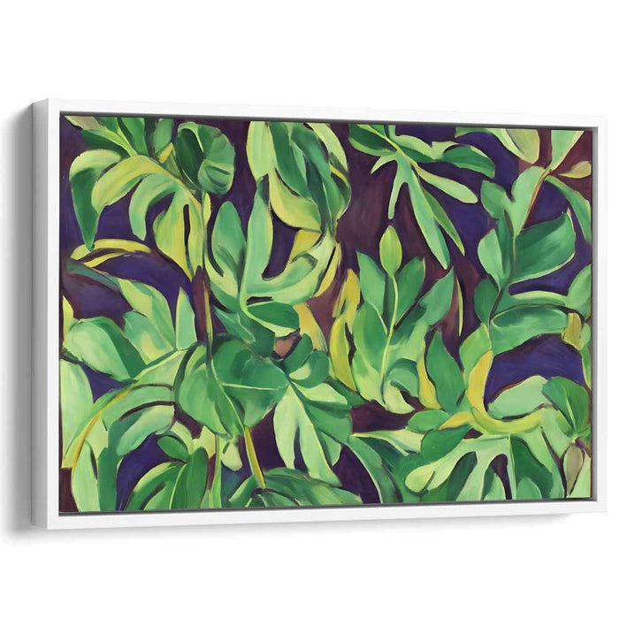 Emerald Whispering Leaves: Contemporary Realist Green Foliage Canvas Art Print