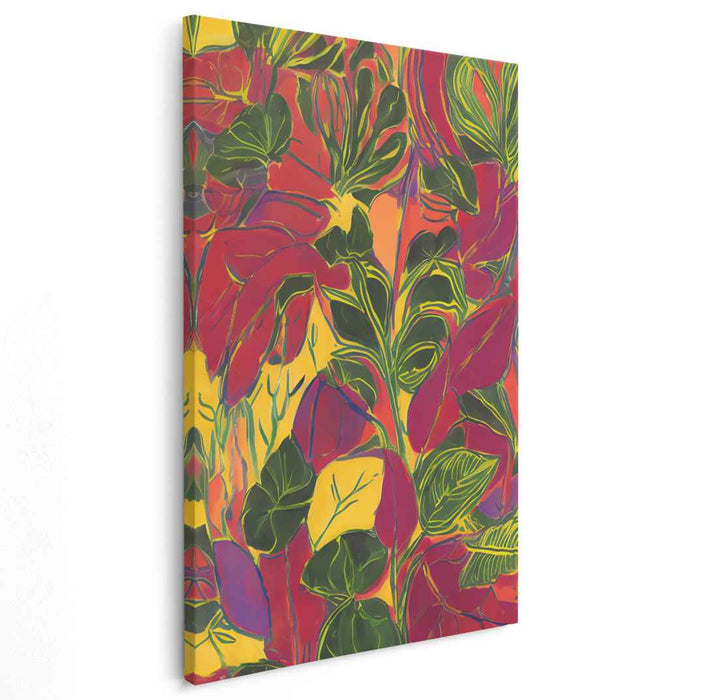 Tropical Exuberance: Bold Fauvist Foliage Canvas Art Print