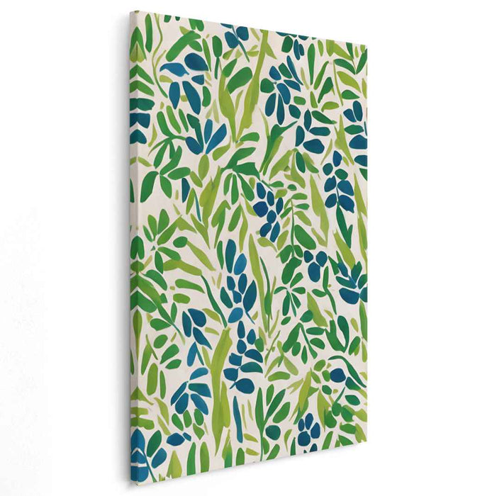 Chroma Flora Fusion: Modern Botanical Green and Blue Canvas Art Print