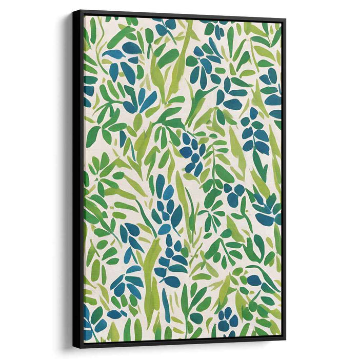 Chroma Flora Fusion: Modern Botanical Green and Blue Canvas Art Print