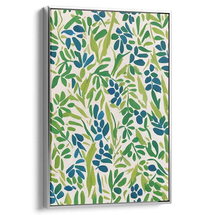 Chroma Flora Fusion: Modern Botanical Green and Blue Canvas Art Print