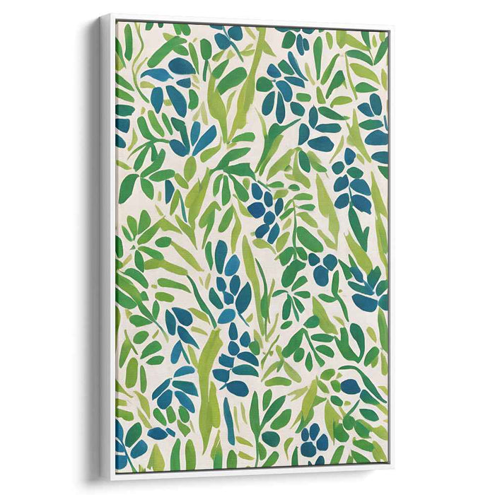 Chroma Flora Fusion: Modern Botanical Green and Blue Canvas Art Print