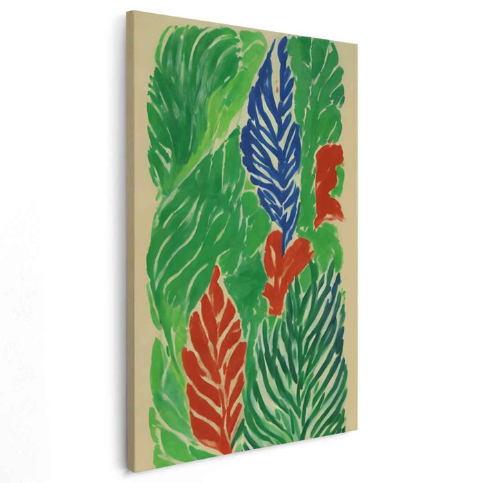 Bold Foliage Tapestry: Vibrant Leaf Patterns in Bold Colors Canvas Art