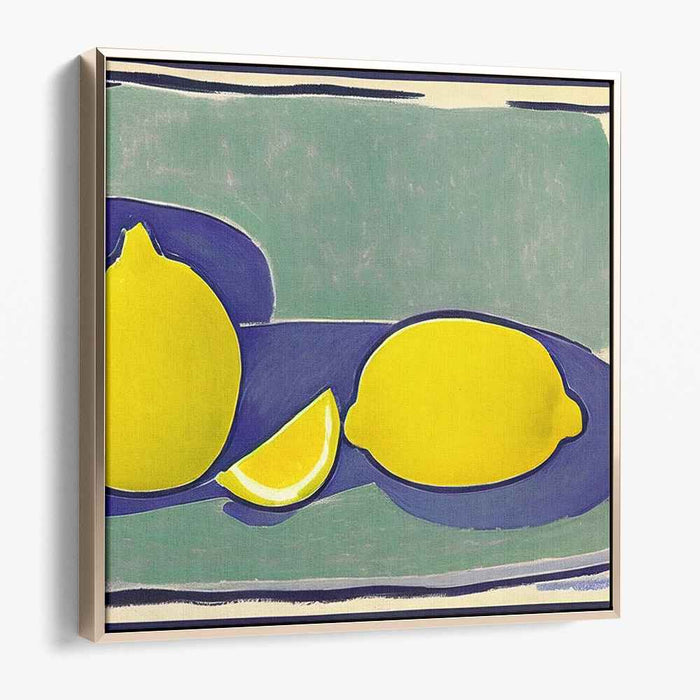 Zesty Still Life: Modern Minimalist Lemons on Canvas