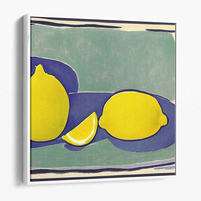 Zesty Still Life: Modern Minimalist Lemons on Canvas