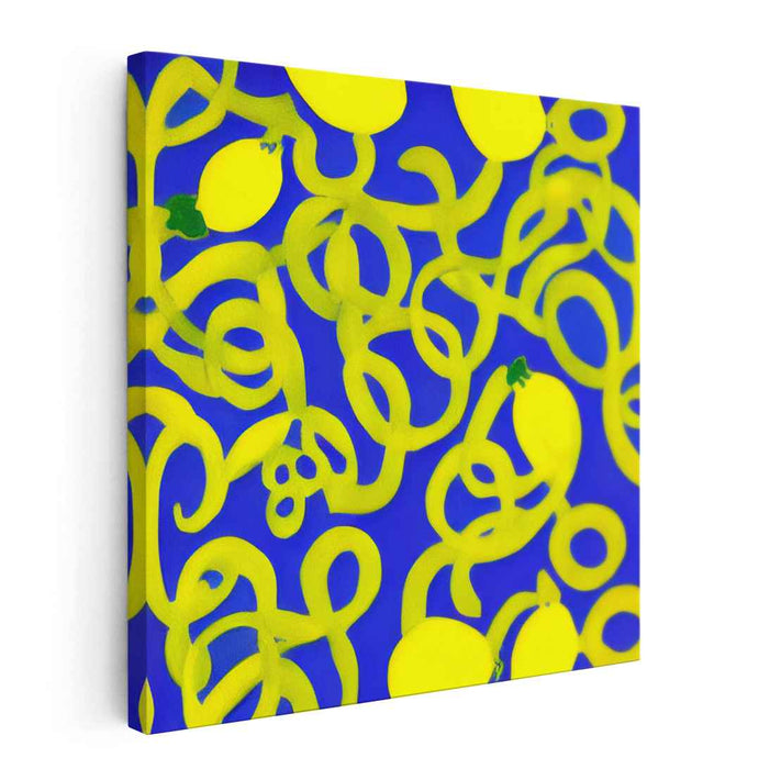 Sunny Dreamscape Symphony: Abstract Yellow and Blue Canvas Art Print