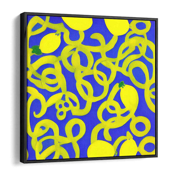 Sunny Dreamscape Symphony: Abstract Yellow and Blue Canvas Art Print