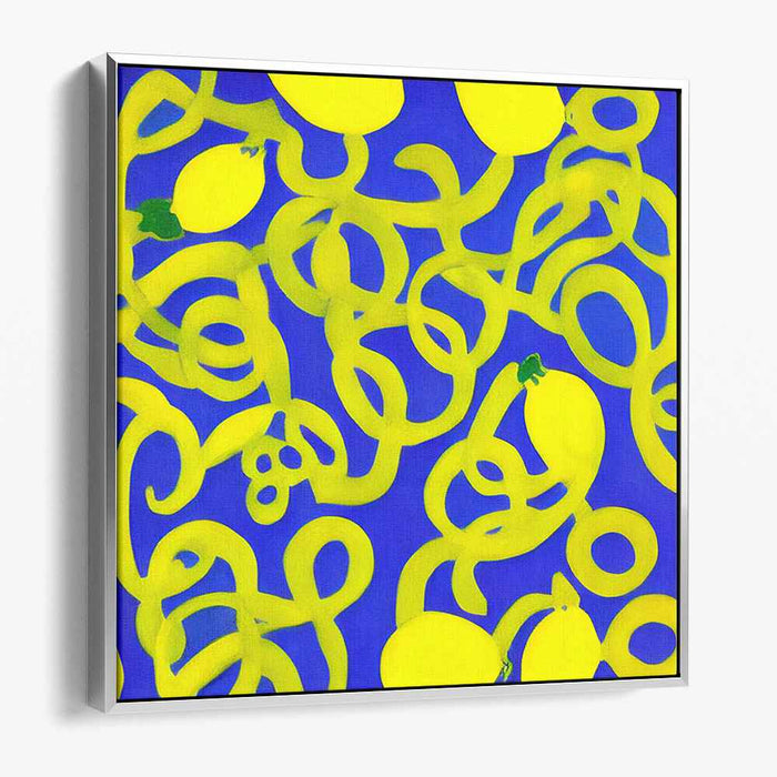 Sunny Dreamscape Symphony: Abstract Yellow and Blue Canvas Art Print