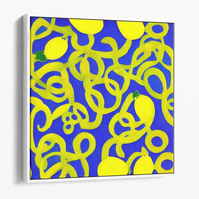 Sunny Dreamscape Symphony: Abstract Yellow and Blue Canvas Art Print