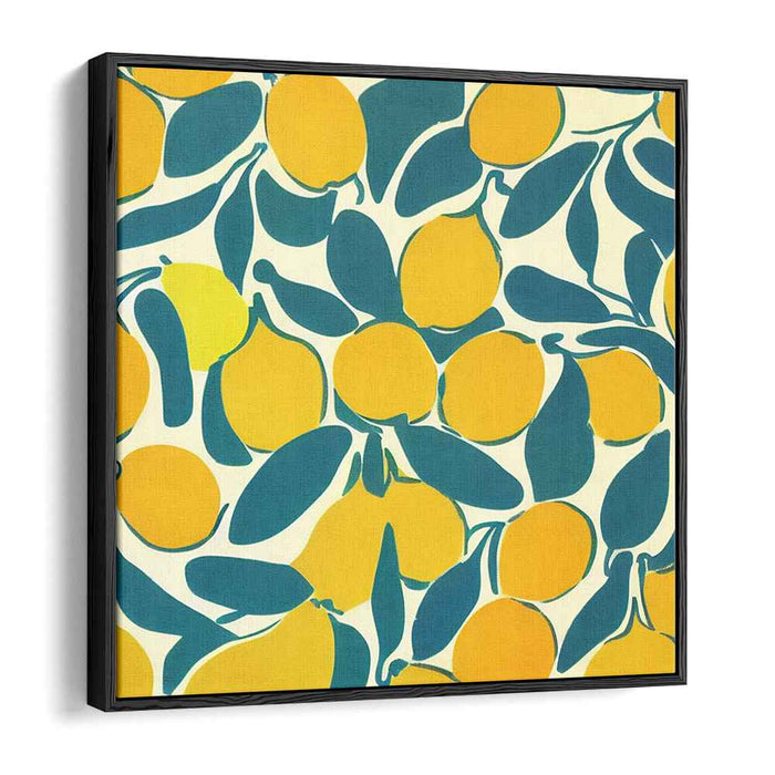 Citrus Sunshine Dance: Vibrant Lemon and Leaf Pop Art Canvas