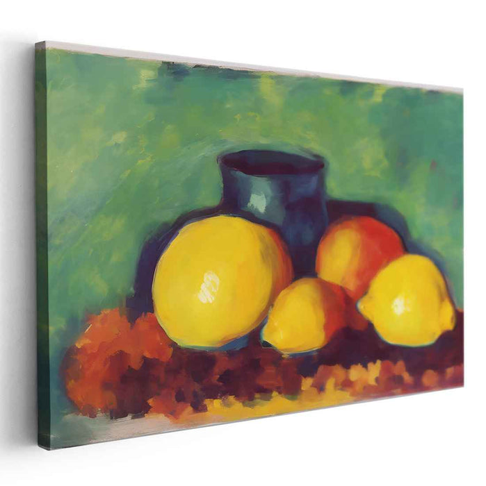 Luminous Serenity: Impressionist Lemons and Vase Canvas Art
