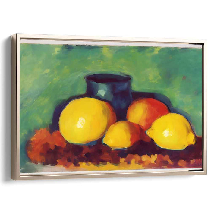 Luminous Serenity: Impressionist Lemons and Vase Canvas Art