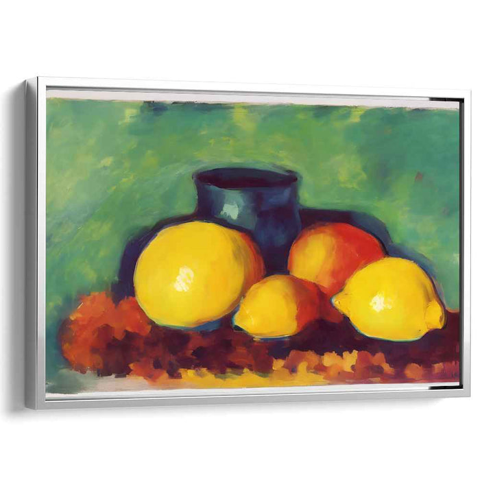 Luminous Serenity: Impressionist Lemons and Vase Canvas Art
