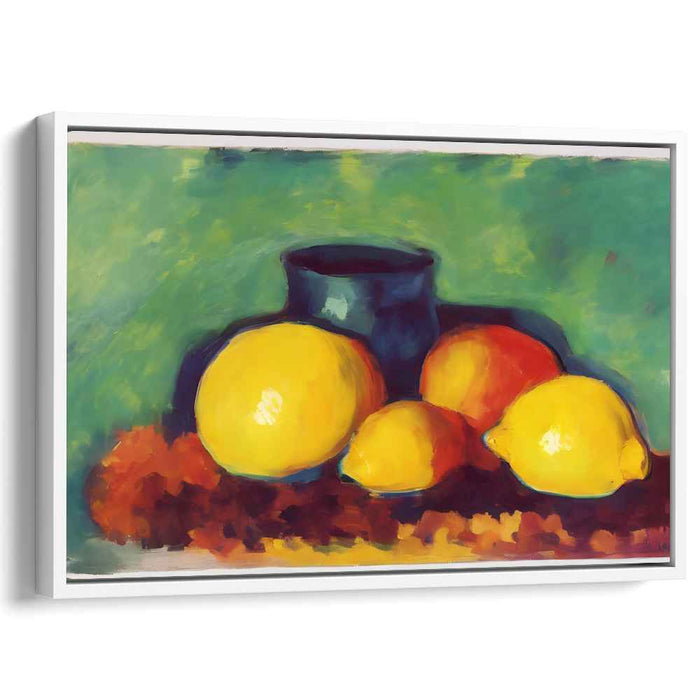 Luminous Serenity: Impressionist Lemons and Vase Canvas Art