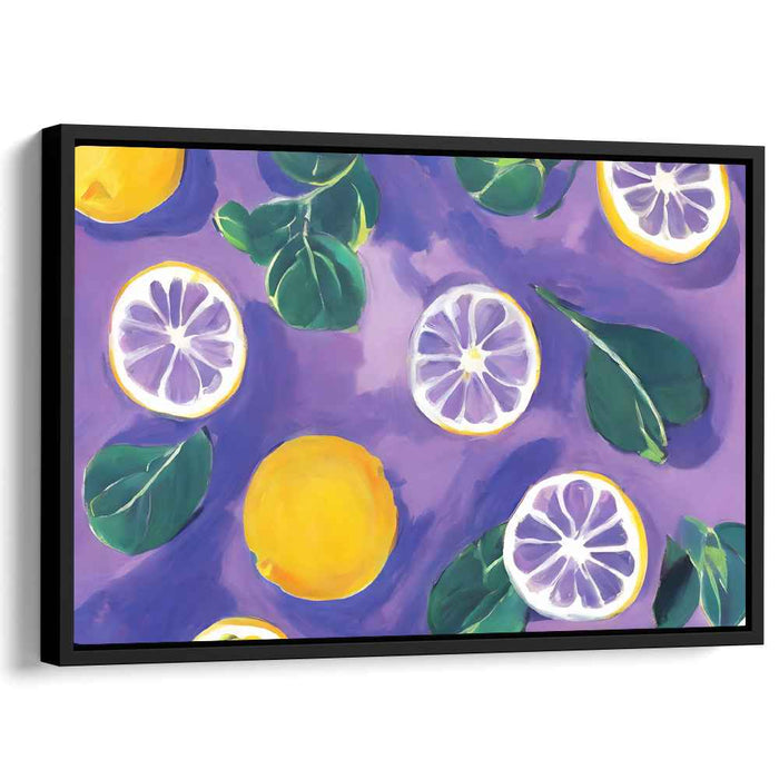 Modern Zest: Contemporary Citrus and Leaves Canvas Art Print