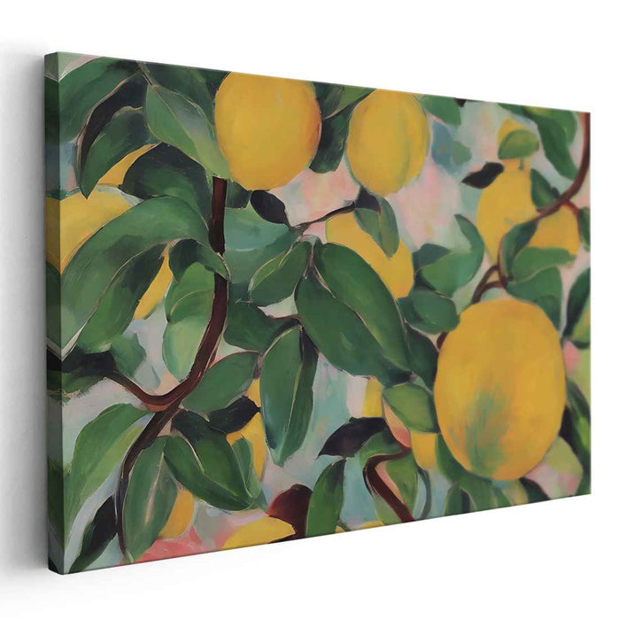Lemon Zest in Bloom: Impressionist-Inspired Vibrant Citrus Canvas Art