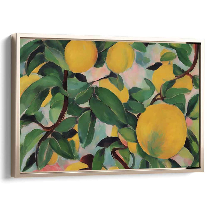 Lemon Zest in Bloom: Impressionist-Inspired Vibrant Citrus Canvas Art