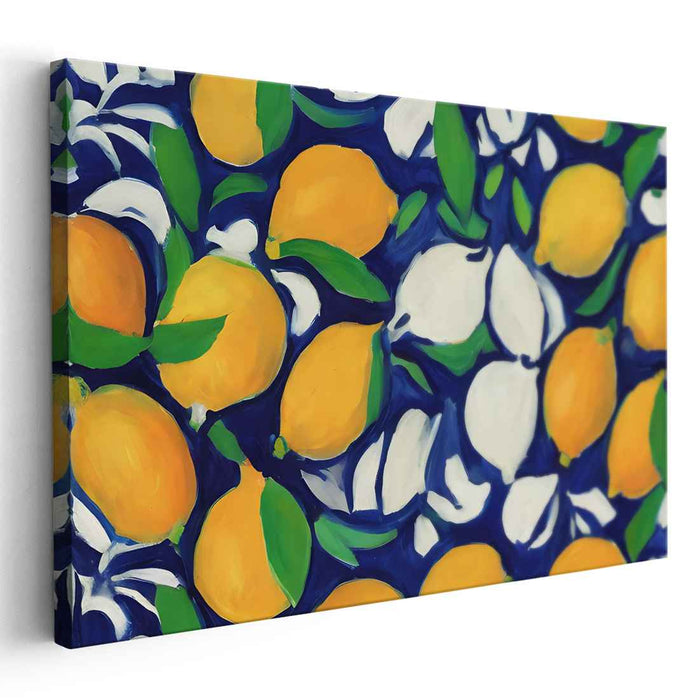 Ethereal Midnight Blooms: Vibrant Still Life on Deep Blue Canvas