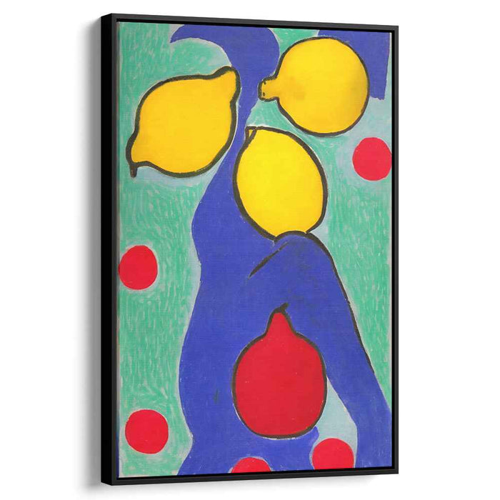 Whimsical Harvested Dreams: Abstract Fruits and Figure Canvas Art Print