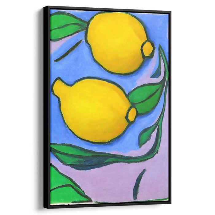 Lemon Zest on Blue: A Vivid Still Life Canvas Art