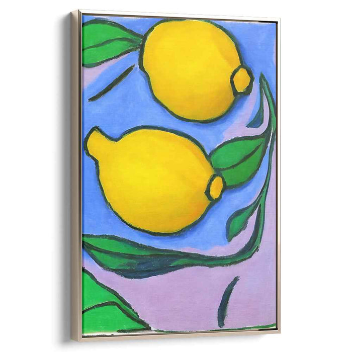 Lemon Zest on Blue: A Vivid Still Life Canvas Art