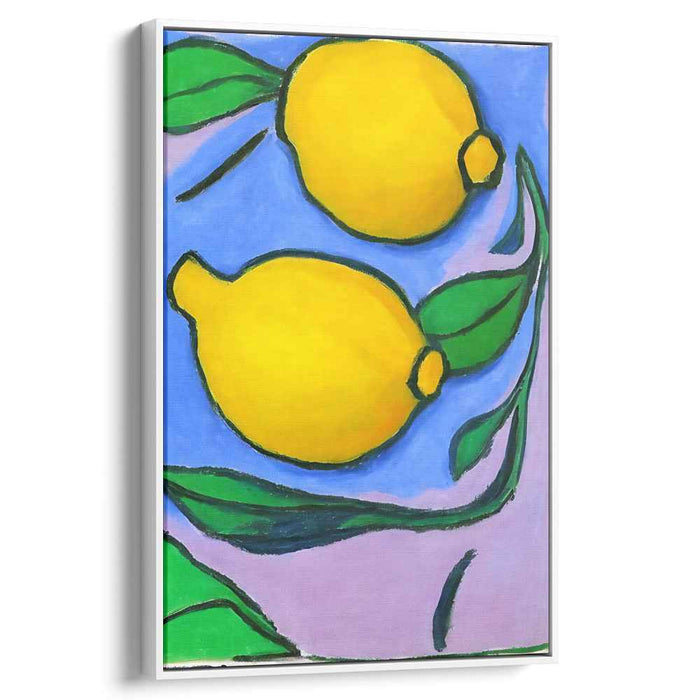 Lemon Zest on Blue: A Vivid Still Life Canvas Art