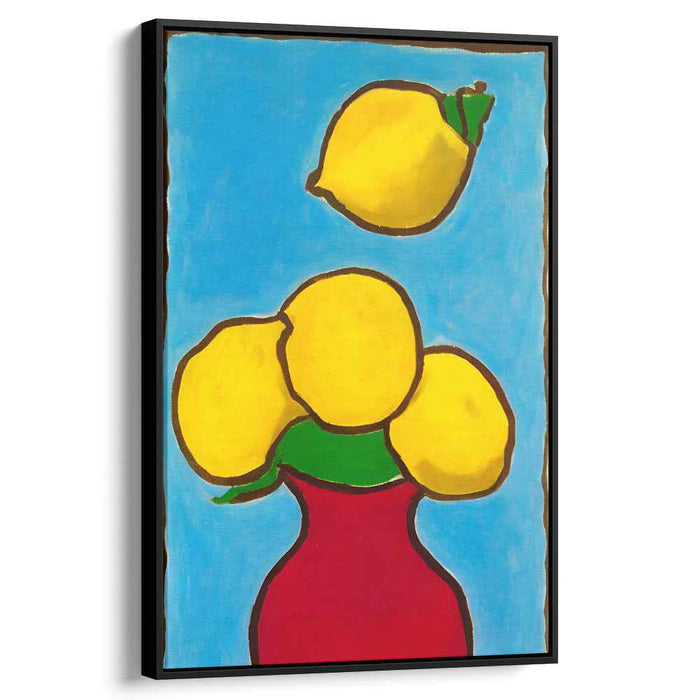 Luminous Lemons in Bold Fauvist Vase: Vibrant Kitchen Art Print
