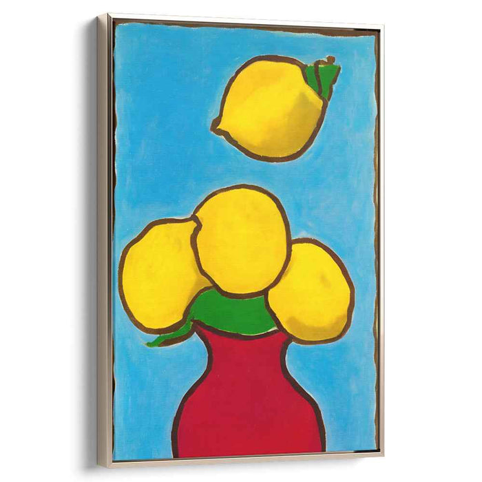 Luminous Lemons in Bold Fauvist Vase: Vibrant Kitchen Art Print